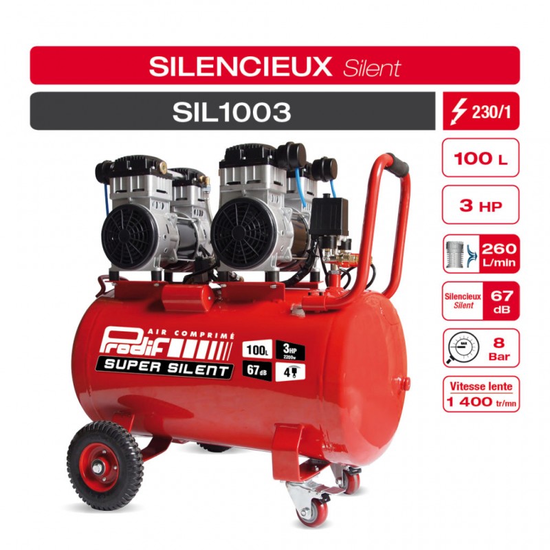 Compresseur portatif silencieux SIL6JPRO 6L PRODIF